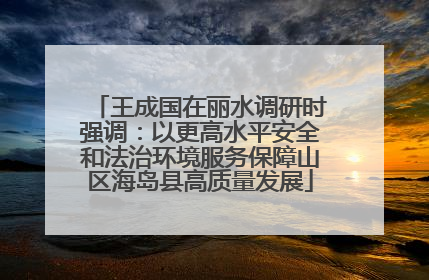 王成国在丽水调研时强调：以更高水平安全和法治环境服务保障山区海岛县高质量发展