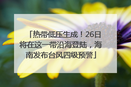 热带低压生成！26日将在这一带沿海登陆，海南发布台风四级预警
