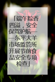 端午粽香四溢，安全保驾护航——东平大羊市场监管所开展节前食品安全专项检查