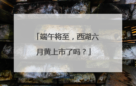 端午将至，西湖六月黄上市了吗？
