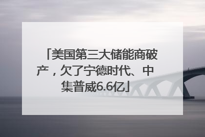 美国第三大储能商破产，欠了宁德时代、中集普威6.6亿