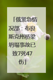 俄紧急情况部：布良斯克州桥梁坍塌事故已致7死47伤