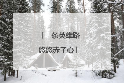 一条英雄路 悠悠赤子心