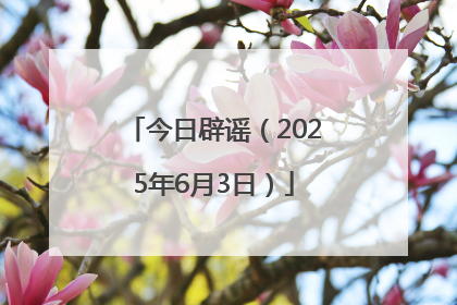 今日辟谣（2025年6月3日）