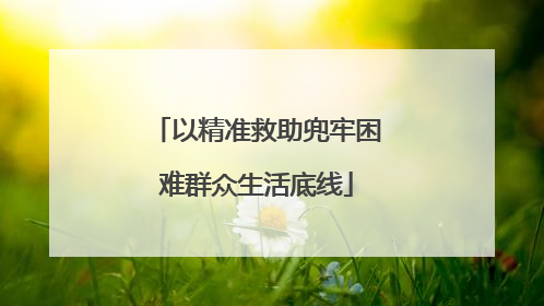 以精准救助兜牢困难群众生活底线