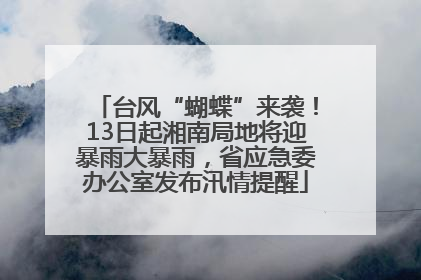 台风“蝴蝶”来袭！13日起湘南局地将迎暴雨大暴雨，省应急委办公室发布汛情提醒