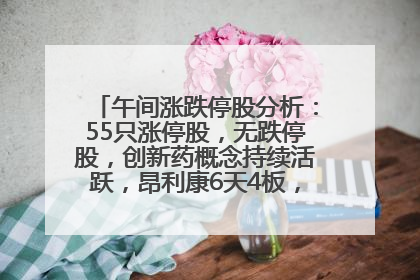午间涨跌停股分析：55只涨停股，无跌停股，创新药概念持续活跃，昂利康6天4板，众生药业2连板