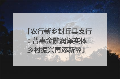 农行新乡封丘县支行：普惠金融润泽实体 乡村振兴再添新翼