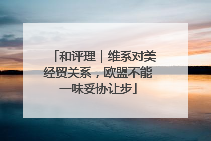 和评理｜维系对美经贸关系，欧盟不能一味妥协让步