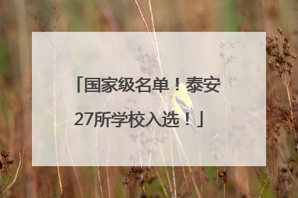 国家级名单！泰安27所学校入选！