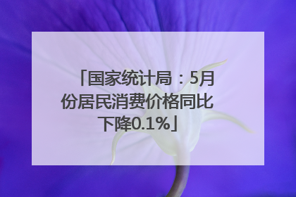 国家统计局：5月份居民消费价格同比下降0.1%