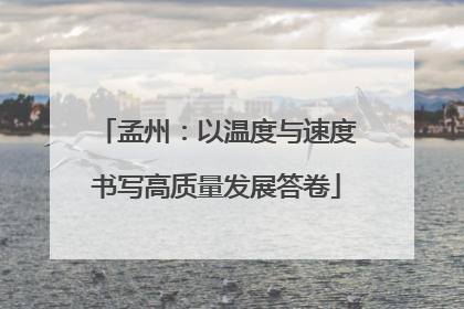 孟州：以温度与速度书写高质量发展答卷