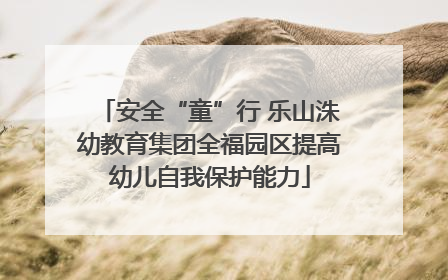 安全“童”行 乐山洙幼教育集团全福园区提高幼儿自我保护能力