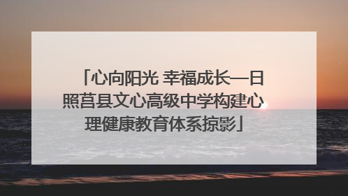 心向阳光 幸福成长—日照莒县文心高级中学构建心理健康教育体系掠影