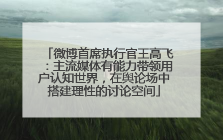 微博首席执行官王高飞：主流媒体有能力带领用户认知世界，在舆论场中搭建理性的讨论空间