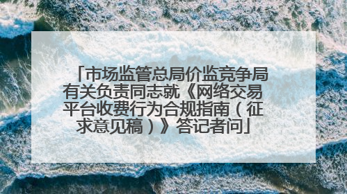 市场监管总局价监竞争局有关负责同志就《网络交易平台收费行为合规指南（征求意见稿）》答记者问