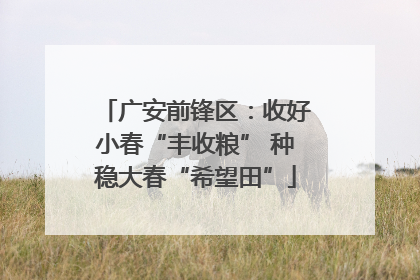 广安前锋区：收好小春“丰收粮” 种稳大春“希望田”