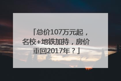 总价107万元起，名校+地铁加持，房价重回2017年？