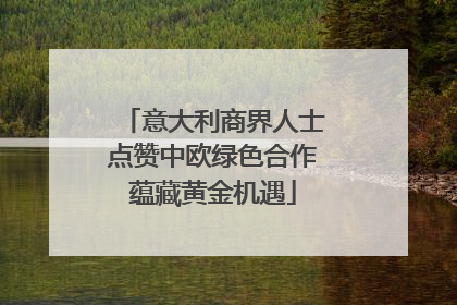 意大利商界人士点赞中欧绿色合作蕴藏黄金机遇