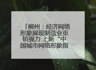 柳州：经济网络形象展现制造业重镇强力 上新“中国城市网络形象指数”报告