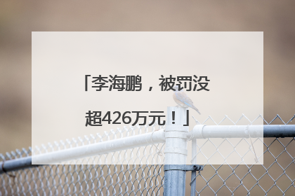 李海鹏，被罚没超426万元！