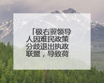 极右翼领导人因难民政策分歧退出执政联盟，导致荷兰政府垮台