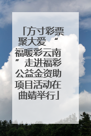 方寸彩票聚大爱 “福暖彩云南”走进福彩公益金资助项目活动在曲靖举行