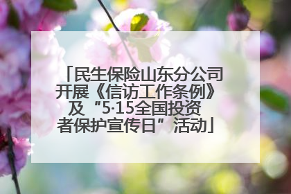 民生保险山东分公司开展《信访工作条例》及“5·15全国投资者保护宣传日”活动