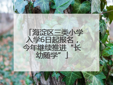 海淀区三类小学入学6日起报名，今年继续推进“长幼随学”