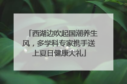 西湖边吹起国潮养生风，多学科专家携手送上夏日健康大礼