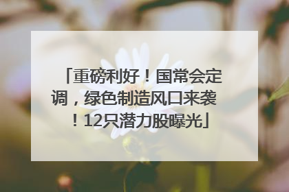 重磅利好！国常会定调，绿色制造风口来袭！12只潜力股曝光