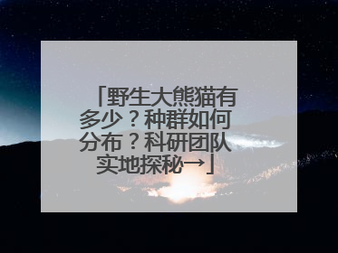 野生大熊猫有多少？种群如何分布？科研团队实地探秘→
