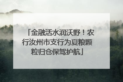 金融活水润沃野！农行汝州市支行为夏粮颗粒归仓保驾护航