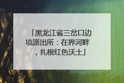 黑龙江省三岔口边境派出所：在界河畔，扎根红色沃土