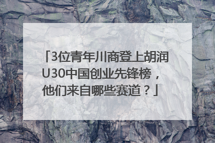 3位青年川商登上胡润U30中国创业先锋榜，他们来自哪些赛道？