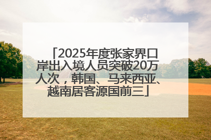 2025年度张家界口岸出入境人员突破20万人次，韩国、马来西亚、越南居客源国前三